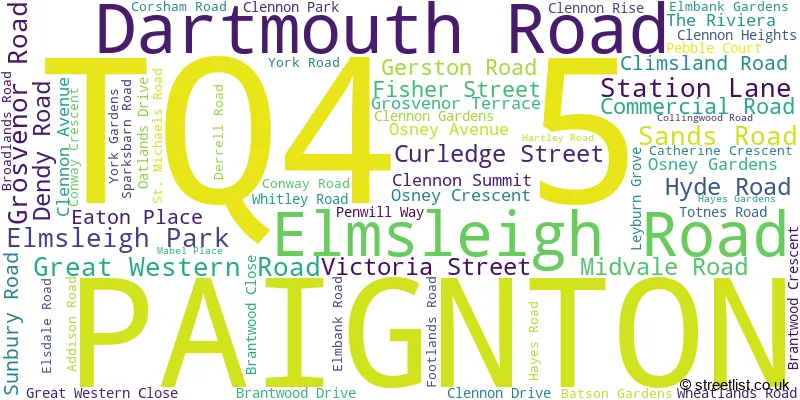 A word cloud for the TQ4 5 postcode